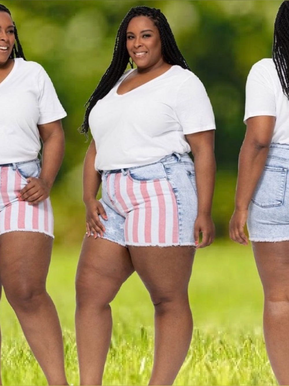 NWT Judy Blue Stars & Stripes USA Flag Denim Shorts PLUS Sz 3X Frayed Patriotic